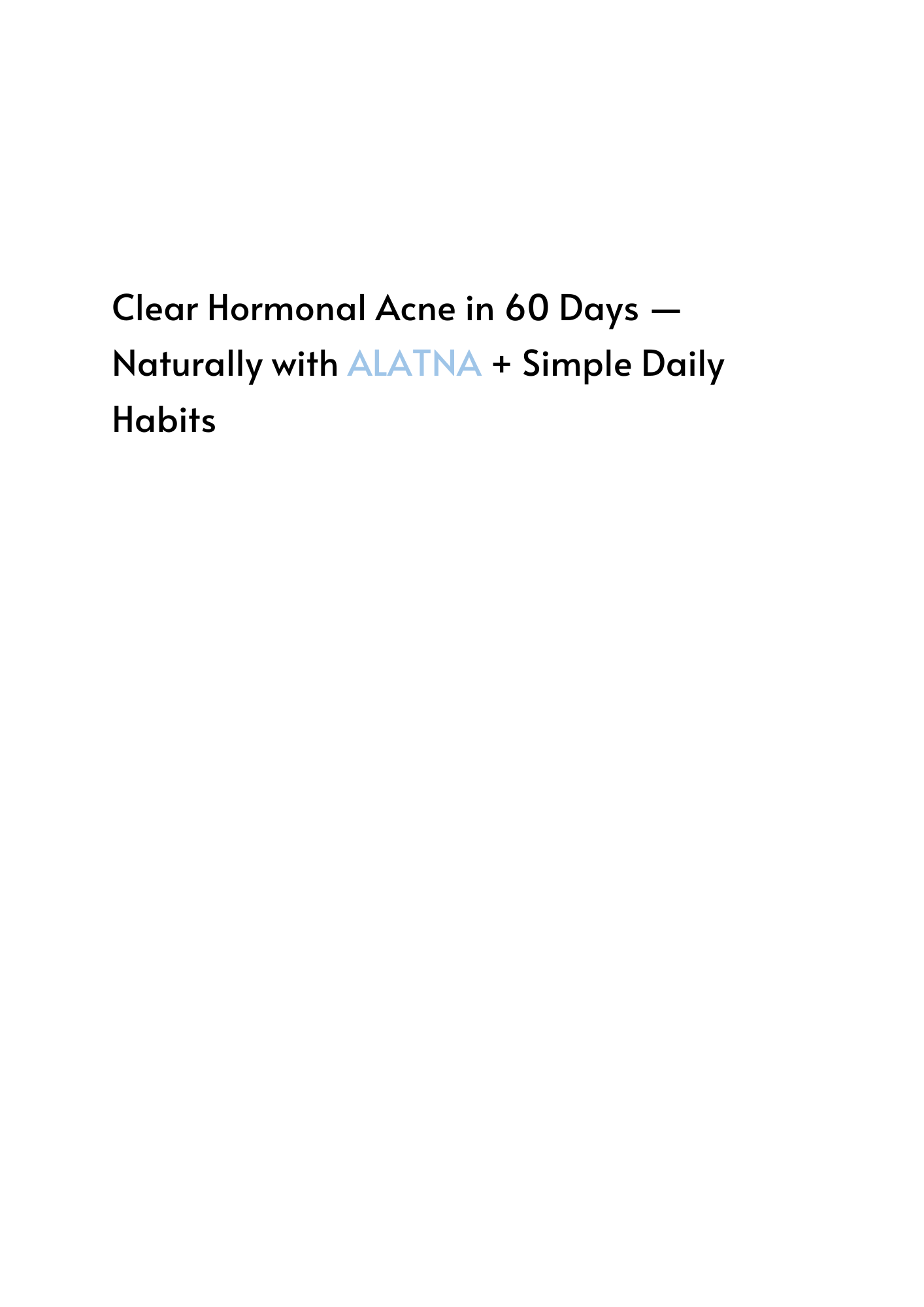 60-Day Hormonal Acne Plan